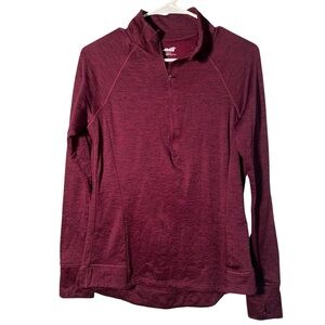 Avia Quarter Zip Sweatshirt Burgundy Purple Fleece Lined M 8-10